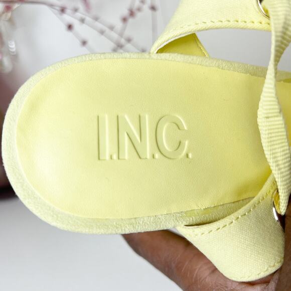 INC Maxx Light Yellow Espadrille Wedge Tie Sandals Size 11 NWB - Picture 8 of 15